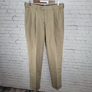 Savane Green Khaki Pleated Cuffed Tapered Dress Pants Size 32x32 (32x32)